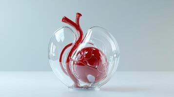 A glass vase with a red heart inside photo