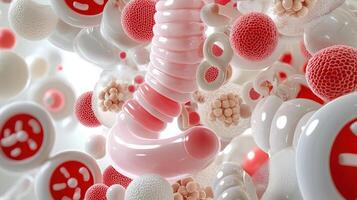 A bunch of red and white objects photo
