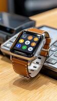 Apple watch on a desk with a calculator photo