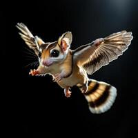 A flying sugar glider with its wings spread out photo