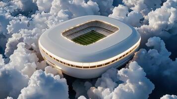 A football stadium floating in the clouds photo