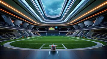 An image of a football field inside of a stadium photo