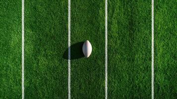 An aerial view of a football on a football field photo