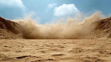 Sand blowing in the desert photo