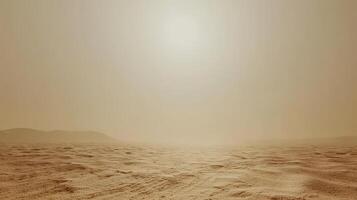 A desert scene with a man walking in the sand photo