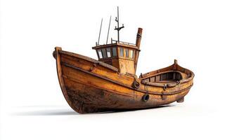 3d rendering of a wooden boat on a white background photo