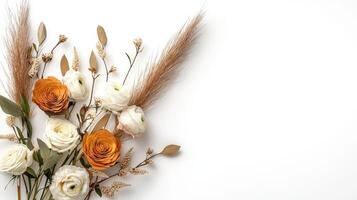 A bouquet of flowers on a white surface photo