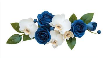 A bouquet of blue and white roses photo