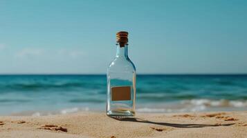 A message in a bottle on the beach photo