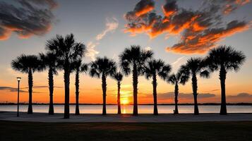 Palm trees at sunset photo