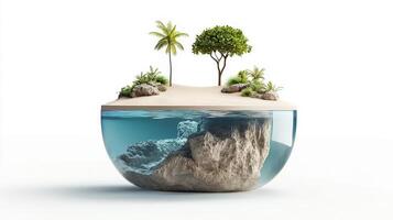 An island with trees and water in it photo