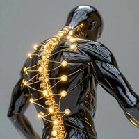 A man with glowing lights on his back photo