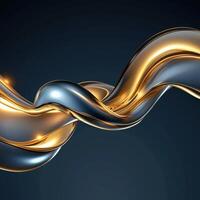 Abstract 3d shiny gold and silver wave background photo