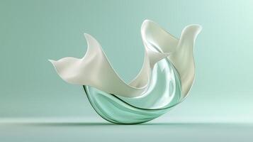 A glass vase with a white and green design photo