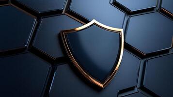 A shield on a black background photo