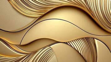 Golden abstract background with waves photo