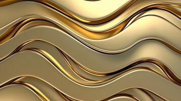 Golden waves background with wavy lines photo