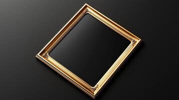 Golden frame on black background 3d render photo