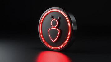A neon sign with a red circle on it photo