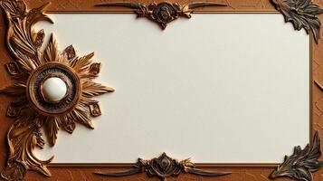 An ornate frame with a white egg on top photo