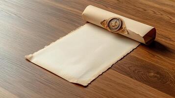 A piece of paper with a wax seal on top of it photo