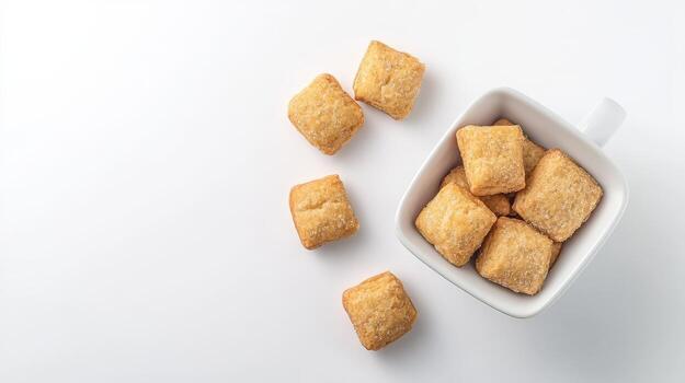 A bowl of crackers on a white surface photo