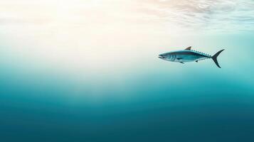 A fish swimming in the ocean with sunlight shining on it photo