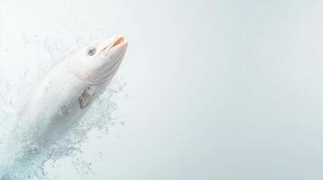 Fish jumping out of the water with splash photo