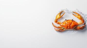 Crab in water on white background photo