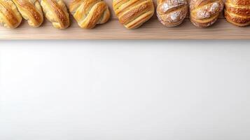 Bread rolls on a wooden board photo