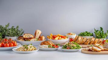A table with various types of food photo