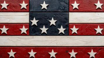 An american flag painted on a wall photo