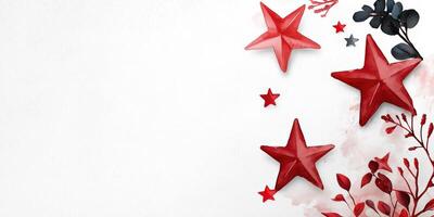 Red and black stars on a white background photo