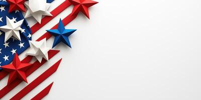 American flag with stars on white background photo