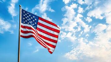 An american flag is flying in the wind photo