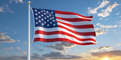 The american flag is flying in the sky photo