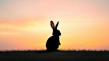 Silhouette of rabbit in the sunset photo