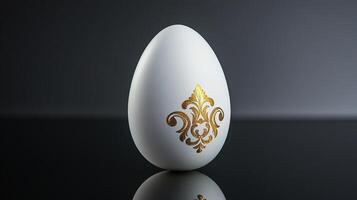 A white egg with gold designs on it photo