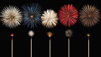 Fireworks on sticks set against a black background photo