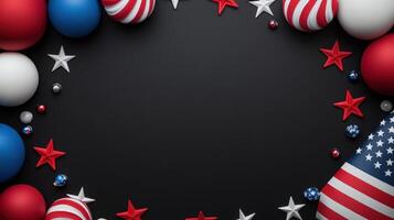 American flag and stars on black background photo