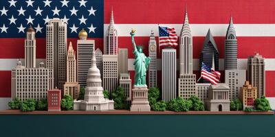 A 3d model of the usa with the statue of liberty photo