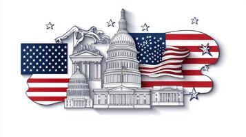 The united states capitol building and the american flag photo