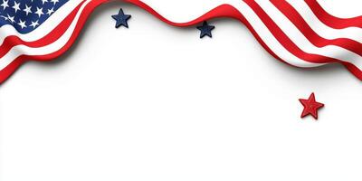 American flag with stars and stripes on white background photo