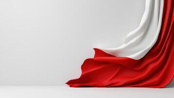 Red and white flag of poland on white background 3d illustration photo