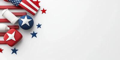 American flag and stars on a white background photo