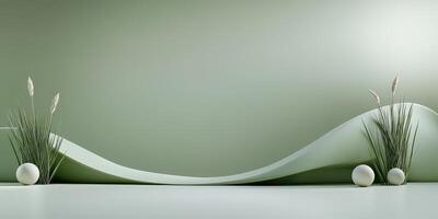 3d rendering of easter eggs and grass on a green background photo