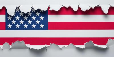 American flag torn paper background photo