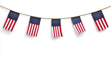 American flag bunting on a rope photo