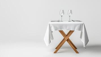A table with two glasses and a cloth on it photo