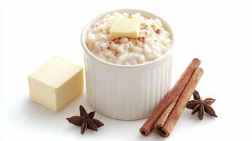 Rice pudding with cinnamon and star anise photo